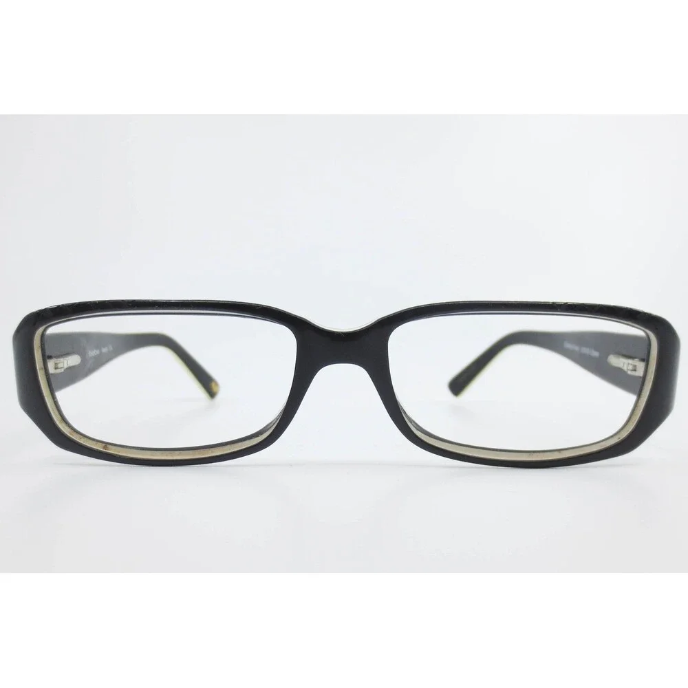Bebe Veejay Eyeglasses Ebony Ivory Black White Geometric Rectangular 53-16-135